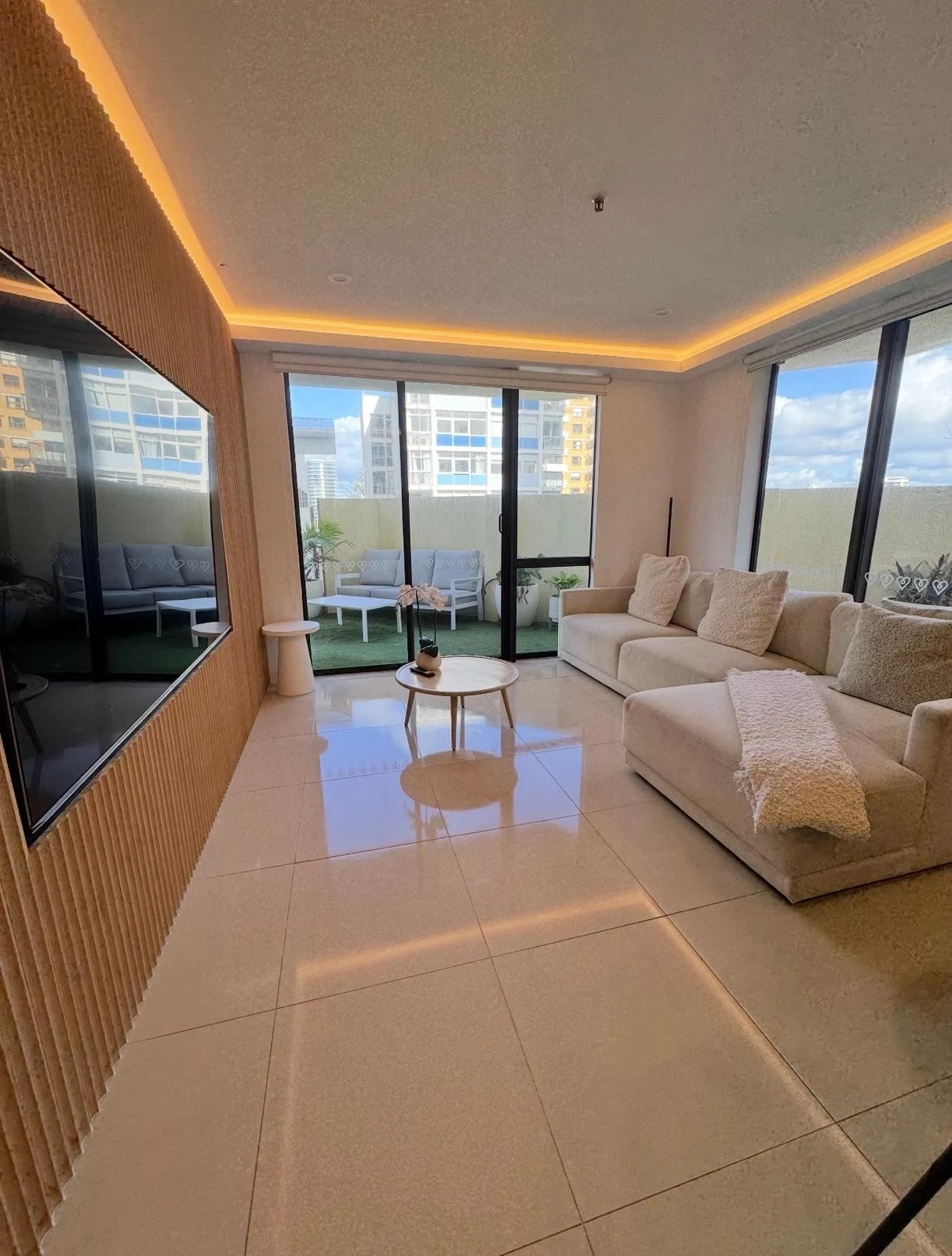 Living room with city views